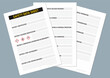 © wijas - Safety data sheet document with sixteen section based on global harmonization system vector illustration.