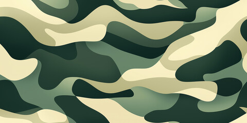 Poster - Camouflage pattern creating flowing, abstract shapes in green and beige
