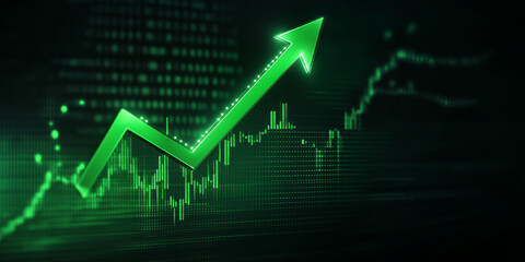 Poster - Green financial graph showing growth and success in business