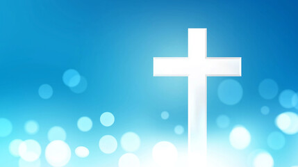 Wall Mural - Bright christian cross standing tall against blue sky