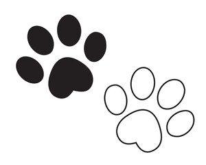 dog and cat paw icon. illustration foot icon with adorable animal. vector illustration isolated on w
