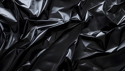 Black Shiny Creased Fabric Draped Texture