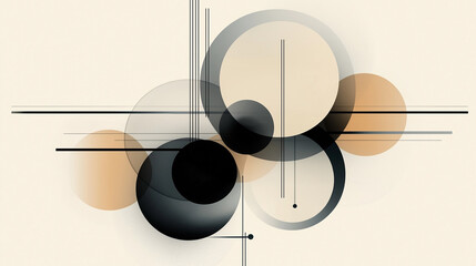Aufkleber - Abstract composition featuring intersecting circles and lines creating dynamic visual interest