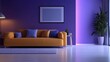 © Lintingang - Modern Living Room Interior Design with Purple Walls and Orange Sofa