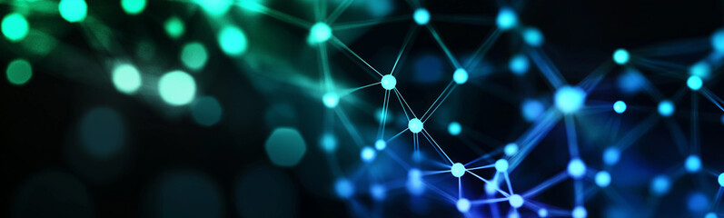 Poster - Abstract plexus network connecting points with lines and glowing nodes