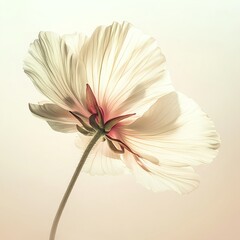 Sticker - Elegant White Flower with Delicate Petals Against Soft Background