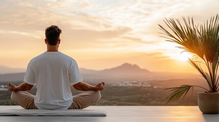 Sticker - serene meditation scene with person enjoying sunset view