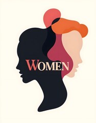 women's day campaign poster background design with two long hair girl with face silhouette vector illustration.