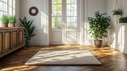 Wall Mural - modern living room with staircase