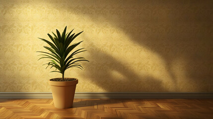 Poster - Sunlight on potted plant in room