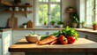 © Mali - Sunlit Kitchen Table with Freshly Prepared Dip, Vibrant Carrots, and Ripe Tomatoes