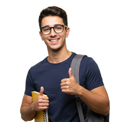 Happy student with thumbs up
