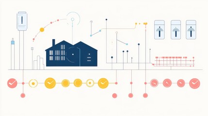 Wall Mural - abstract illustration of data analytics and smart home technology