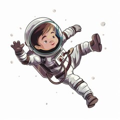 Wall Mural - happy astronaut kid floating in space