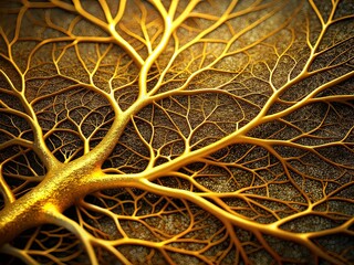 Intricate Golden Veins on a Surface, Leaving Ample Negative Space