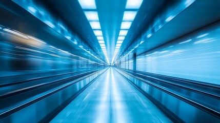 Aufkleber - Futuristic Blue Toned High Speed Tunnel Perspective Abstract Background : Generative AI