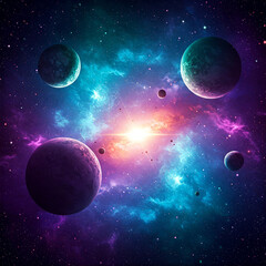 Wall Mural - planet in dark space. Abstract planets and space background.