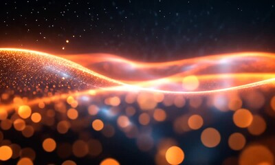 Wall Mural - Vibrant abstract waves of light and particles creating a mesmerizing background effect