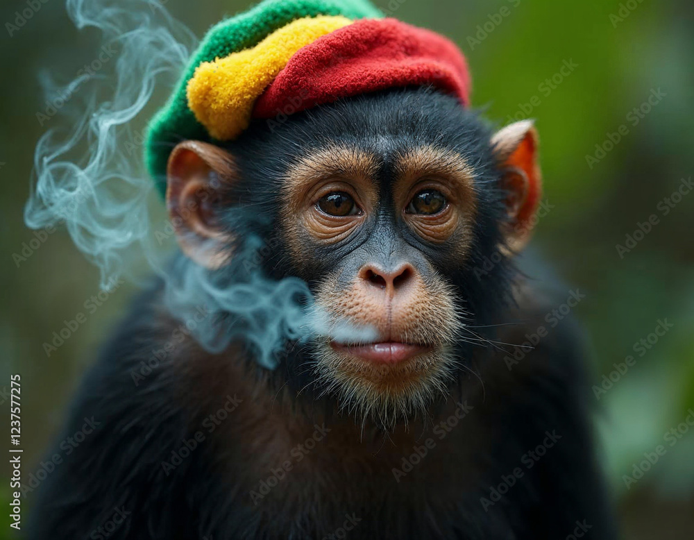 Rasta Orang Utan monkey ape As Animal smoking ganja weed illustration ...