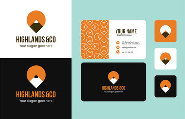 Wall Mural - an outdoor business logo design with business card premium vector