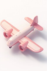 Wall Mural - A cute cartoon airplane icon, a 3D rendering of the plane on a white background, in an isometric view, smooth and shiny