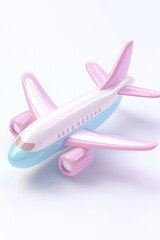 Wall Mural - A cute cartoon airplane icon, a 3D rendering of the plane on a white background, in an isometric view, smooth and shiny