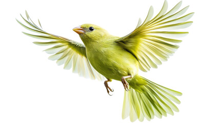 Fototapete - Yellow bird flying with open wings on transparent background