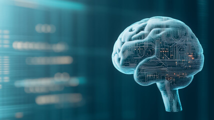 The Digital Mind: A captivating and thought-provoking image of a human brain rendered in digital circuitry,  representing the interconnectedness of the human mind and the digital age. 