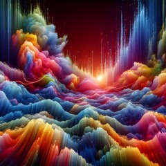 Wall Mural - a digital representation of the human psyche, where emotions manifest as kaleidoscopic, fluid shapes
