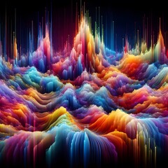 Wall Mural - a digital representation of the human psyche, where emotions manifest as kaleidoscopic, fluid shapes