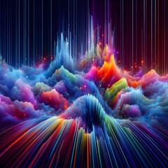 Wall Mural - a digital representation of the human psyche, where emotions manifest as kaleidoscopic, fluid shapes