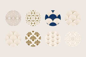 Wall Mural - abstract art deco pattern in circle icon design
