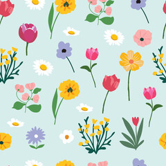 Wall Mural - spring flower seamless pattern for tile,fabric square design