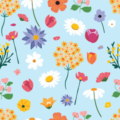 Wall Mural - spring flower seamless pattern for tile,fabric square design