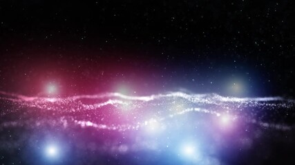 Wall Mural - abstract glowing lights and dotted waves looping animation background.