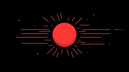 Wall Mural - red celestial body in space, streaks of light