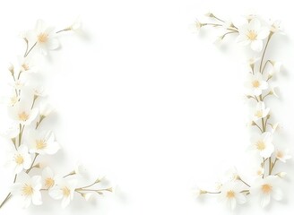 Poster - an image of a white flower frame with a white background, there are two white flowers on a branch with a white background