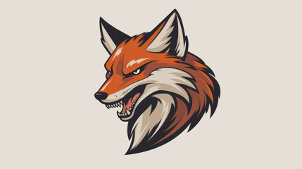 Wall Mural - Fox head isolated mascot icon. Vector snout or muzzle of angry red fox animal hunter, wild canine profile. Hunting club emblem, sport team mascot, wildlife habitat, label of zoo or championship