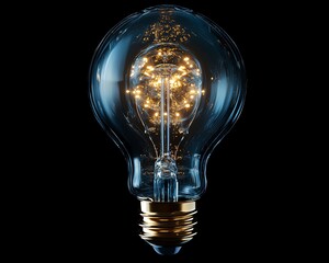 Poster - A conceptual light bulb glowing brightly, representing an innovative breakthrough, filled with creative and futuristic digital elements, highdefinition ultrarealistic render