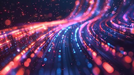 Futuristic technology abstract lines and grid in virtual space from The concept of digital technology and the Internet. AI generated illustration