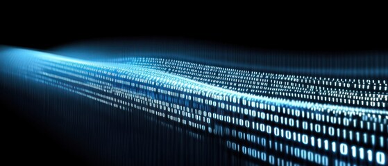 Abstract digital wave of binary code flowing smoothly