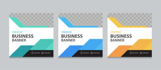 Fototapete - Set of Editable square business web banner design template. Suitable for social media post, instagram story and web ads. Vector illustration with Space to add pictures.