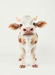 Wall Mural - an image of a cow with a very big nose and a big nose, there is a cow that is standing up with a white background