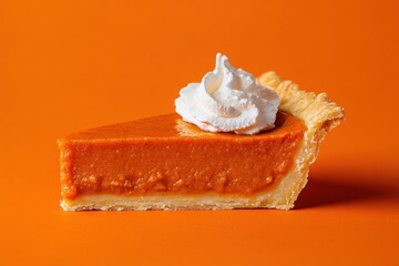 Wall Mural - A slice of pumpkin pie topped with whipped cream