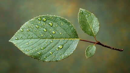 Wall Mural - Dewdrops on leaves, nature background, spring freshness, website banner