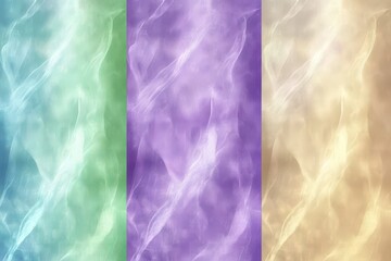 Wall Mural - Abstract flowing patterns in green, purple, and gold hues, creating a serene and calming backdrop