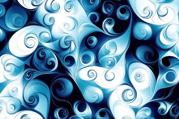 Wall Mural - Abstract swirling pattern in shades of blue and white, creating a fluid artistic design