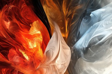 Wall Mural - Abstract swirling patterns in vibrant colors depicting a dynamic interplay of light and shadow