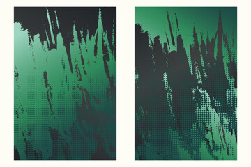 Wall Mural - Watercolor or ink strokes in a grunge style banner template. Green grunge design template with strokes. Perfect for adding an edgy and textured look to banners, posters, and creative designs. 