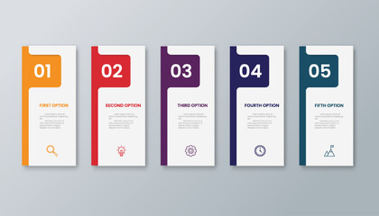 Wall Mural - Modern business infographic template with 5 options or steps icons.